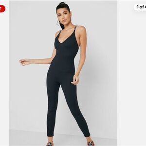 🖤 Nike NSW Ribbed Just Do It Black Jumpsuit Sz S ⚡ Sleek‎ Active Streetwear 🖤